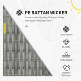 Outsunny Wicker Outdoor Patio Furniture Set, L-Shaped 7 Piece Outdoor Dining Sectional Sofa with Dining Table and Chair, Storage Loveseat, Ottomans and Cushions, Dark Blue Outsunny