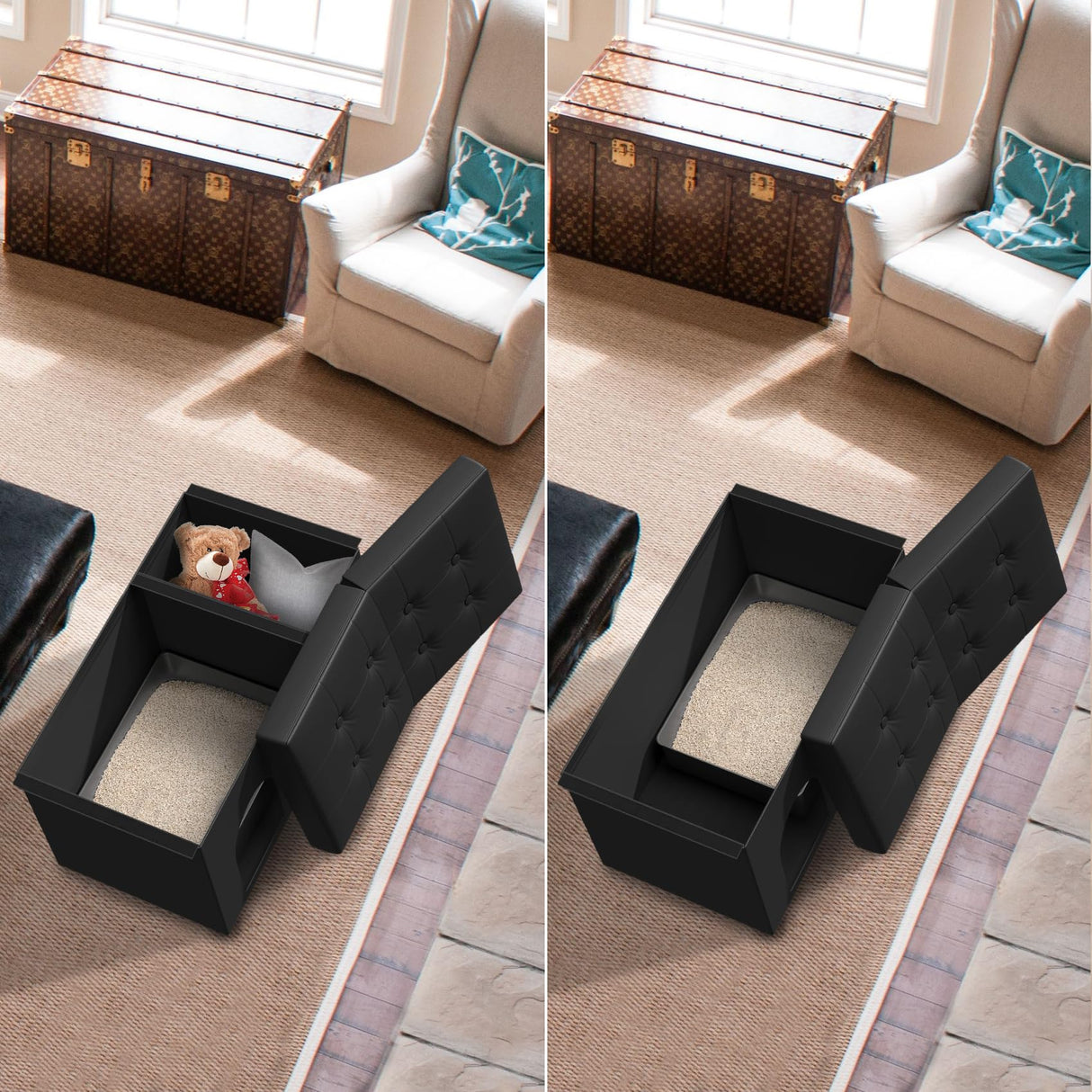 MESTYL Extra Large Cat Litter Box Enclosure, 34"x20"x20" Hidden Litter Box Furniture with Flip-Up Lid,Cat Litter Box Storage Bench for Living Room or Bedroom, Odor Control, Easy to Assemble mestyl