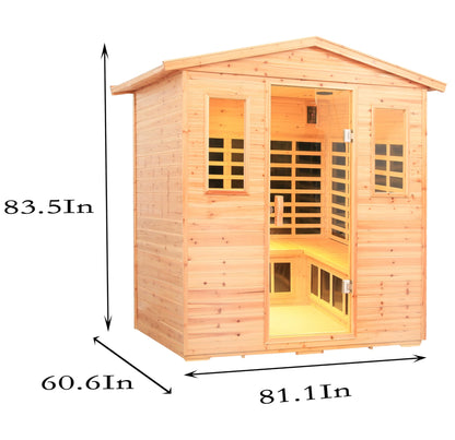 LTCCDSS Outdoor Sauna 5-6 Person Far Infrared Sauna Low EMF | Withstand Temp -5℉-104℉, Outdoor Indoor Wooden Sauna Room for Home-18 Low EMF Boards-Canadian Hemlock-Chromotherapy-Bluetooth Speaker