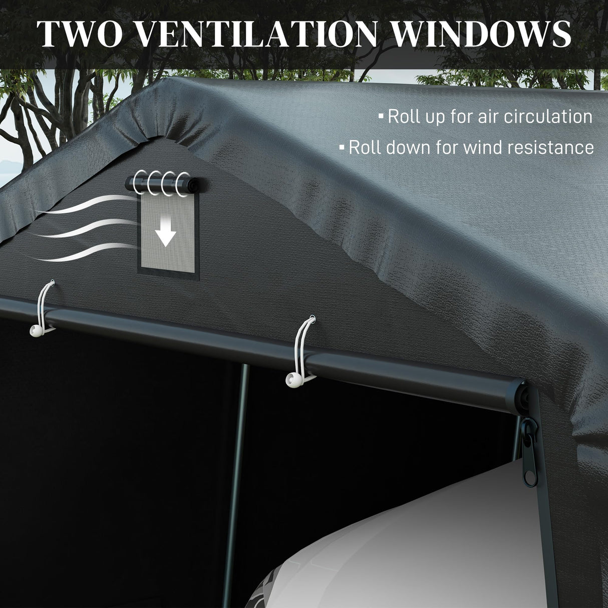 Outsunny 12' x 20' Heavy Duty Carport, Portable Garage Canopy Tent with 2 Ventilation Windows and Large Door, for Car, Truck, Boat, Motorcycle, Bike, Garden Tools, Black Outsunny