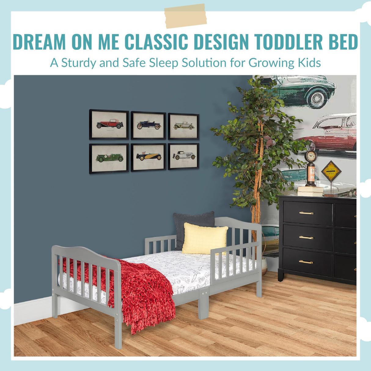 Dream On Me Classic Design Toddler Bed in Cool Grey, Greenguard Gold Certified Dream On Me