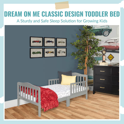 Dream On Me Classic Design Toddler Bed in Cool Grey, Greenguard Gold Certified