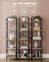 Hzuaneri Bookcase Bookshelf, Narrow Book Shelf, Industrial Corner Shelf Storage Organizer, Slim Shelving Unit for Home Office, Living Room, Bedroom, Kitchen, 5-Tier Greige and Black BC24505B Hzuaneri