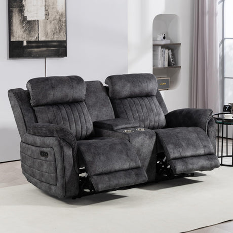 Consofa Zero Gravity Power Reclining Loveseat with Adjustable Headrest, Power Loveseat Recliner with Console, Power Loveseat Recliner Sofa with USB & Type-C Ports for Living Room(Grey) Consofa