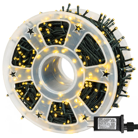 Dazzle Bright 164 FT 500 LED Christmas String Lights, Waterproof Green Wire String Lights with 8 Modes, Outdoor Christmas Decorations for Indoor Garden Party Yard Decor (Warm White) Dazzle Bright