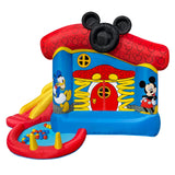 Funormous Disney Mickey Mouse Bounce House with Slide, Indoor Outdoor Inflatable Bouncy Castle Funhouse Ball Pit Plus Heavy Duty Air Blower Funormous
