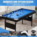 BOSTANA 5.5 ft Pool Table, Billiards Table with Balls, Cues, Chalks and Brush, Portable Foldable Pool Table Perfect for Family Game Room, Blue Black BOSTANA