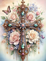 Zythron Cross Diamond Art Kits for Adults, Religious Christ 5D Diamond Painting Kits for Beginner DIY Gem Art Full Drill Diamond Painting Crystal Craft Kits for Home Wall Decor Gifts 12x16in Zythron