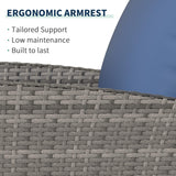 VONZOY Wicker Patio Furniture Set, 4 Piece Outdoor Sectional Sofa Sets, Gray PE Rattan Patio Conversation Set for Balcony, Porch, Navy VONZOY