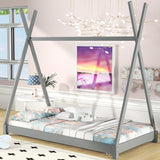 Bellemave Twin Montessori Floor Bed Frame with Sturdy Triangle Structure in Gray Bellemave