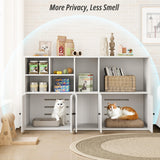 IRONCK Cat Litter Box Enclosure for 2 Cats, Litter Box Furniture Hidden with Double Room and Large Storage Space, Wooden Washroom Furniture, Cat House, White IRONCK