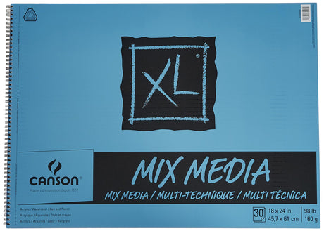 Canson XL Series Mixed Media Pad, Side Wire, 18x24 inches, 30 Sheets – Heavyweight Art Paper for Watercolor, Gouache, Marker, Painting, Drawing, Sketching Canson