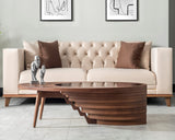 by Papella Design, Natural Walnut Veener Coffee Tables for Living Room, Rustic Table, Mesa De Centro para Sala, Center Table, Glass Table top, Walnut Color, (Drop) Papella modüler mobilya