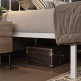 Allewie Victorian-Style Queen Size Metal Platform Bed Frame with Headboard and Footboard, No Box Spring Needed, White Allewie