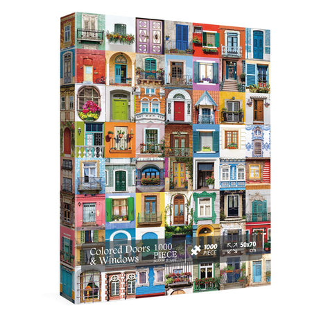Colorful Doors and Window Jigsaw Puzzles for Adults 1000 Pieces, Vintage Jigsaw Puzzle, Funny Art Puzzles for Adults as Family Game Home Decor BBOLDIN