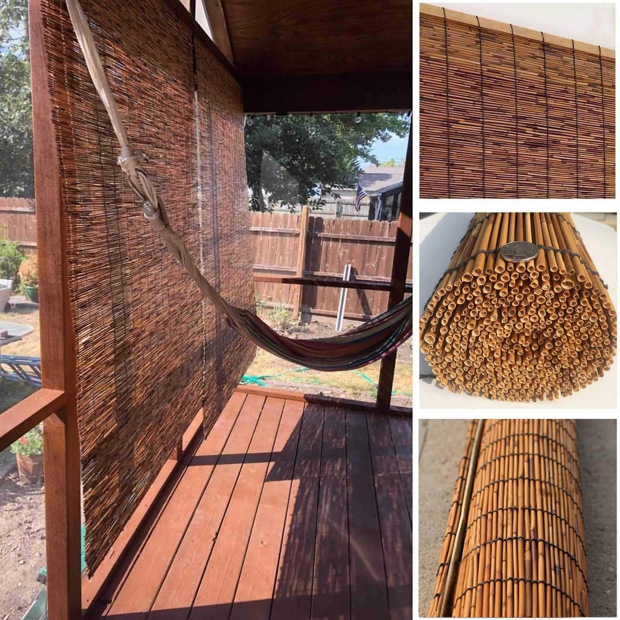 Patio Shades Roll Up Outdoor, Bamboo Blinds for Outdoor Patio, Thernal Insulated Shading Reed Blinds, Blackout Bamboo Shade, Privacy Screen, 24″ 30″ 34″ 36″ 39″ 43″ 48″ 51″ 55″ 70″ Width YYmmDQ