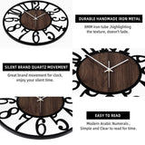 1st owned Wall Clock for Living Room -13" Silent Non Ticking,Battery Operated,Black Metal, Antique Wood Clocks for Farmhouse,Dining Room,Bedroom,Kitchen Clock Wall Decor- Arabic Numerals 1st owned