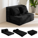 MAXYOYO Convertible Sofa Bed, Fold Out Loveseat Sleeper Sofa with Pillow, 4 in 1 Tufted Folding Couch Bed Foam Floor Couch, Lazy Chair for Living Room Bedroom Guest Room, Black MAXYOYO