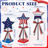 3 Pcs 4th of July Stars Decoration Patriotic Centerpieces Wooden Standing Star Block Memorial Day Decoration Rustic Independence Day Centerpieces for American Festival Home (Bright Style) Amyhill