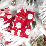 LeZakaa Christmas Wrapping Paper Roll - Mini Roll - 3 Rolls - 17 Inch X 120 Inch Per Roll - Red & White Penguins, Ho, Santa Claus, Christmas Elements Holiday Collection LeZakaa