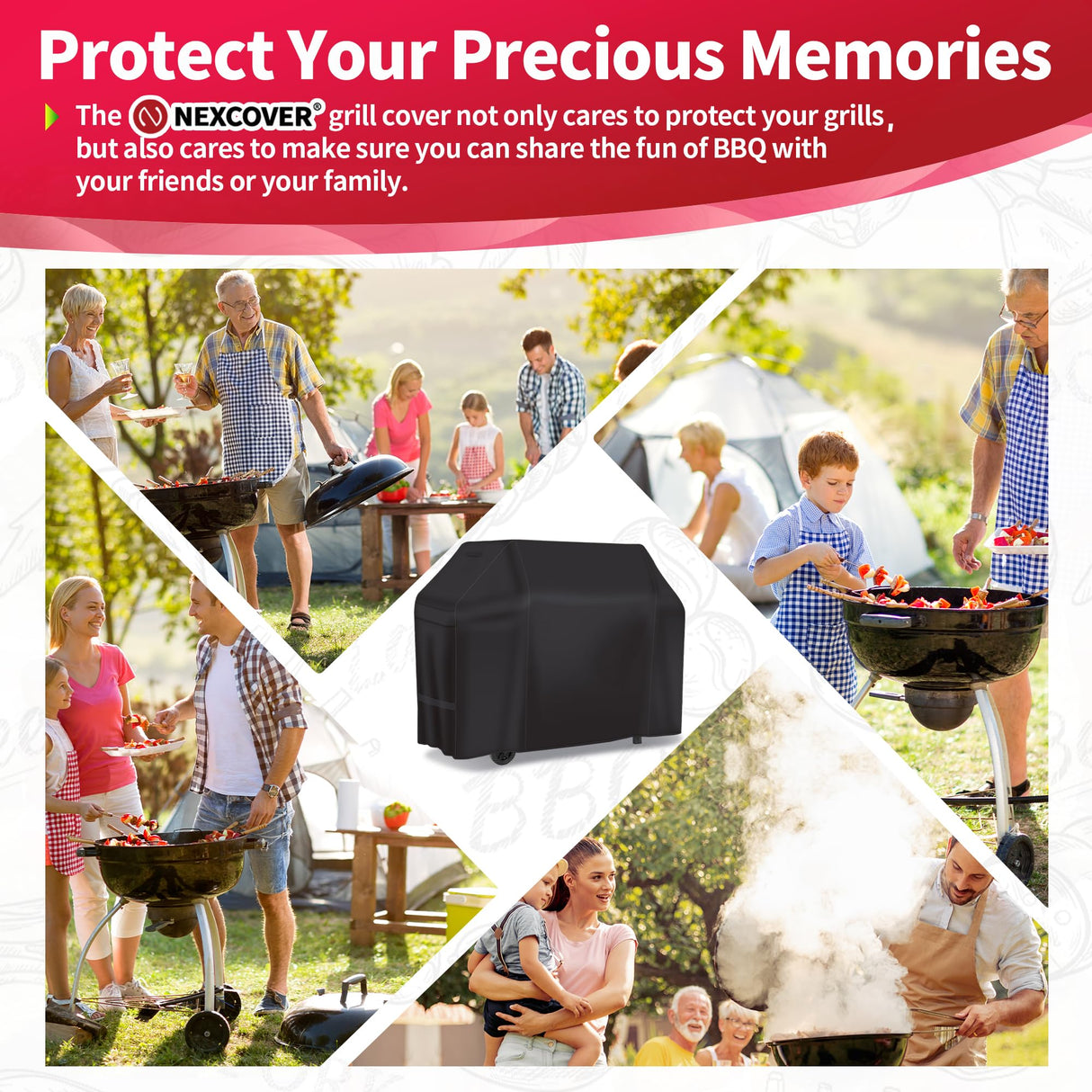 NEXCOVER Grill Cover - Heavy Duty BBQ Cover, 50 inch Waterproof Barbecue Cover, Weather Resistant, Fade Resistant, Rip-Proof, Anti-UV, Gas Grill Cover for Weber, Char Broil, Nexgrill Grills, Black NEXCOVER