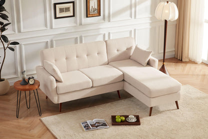 Weture 80” Convertible Sectional Couches for Living Room,3 Seat L Shaped Sofa with Removable Pillows,Mid Century Modern Sofa Couch with Chaise,Small Couch for Bedroom, Apartment & Office(Linen-Beige)