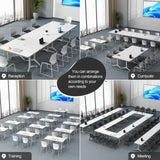Folding Conference Table, Conference Room Table Flip Top Mobile Meeting Seminar Tables with Wheels, Modern Foldable Office Training Room Table for Home Office Classr (2Pcs 47.2in) AKSOUDEW