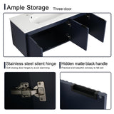 Malwee 48 Inch Floating Bathroom Vanity with Sink, 48'' Single Sink Wall Mounted Bathroom Vanity, with 3 Doors and White Waterdrop Gel Coat Basin (058-48 * 18, NBL) Malwee