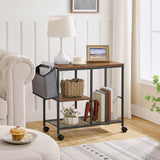 MAHANCRIS Printer Stand with Storage Bag, 3-Tier Mobile Under Desk Printer Cart with Wheels, Wood Rolling Printer Table, Organizer Shelf for Study, Office, Living Room, Rustic Brown PTHR2201 MAHANCRIS