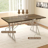 HOMCOM 47"-63" Expandable Dining Table for 4-6 People, Farmhouse Dinner Table with Heavy Duty Metal Trestle Base, Rectangle Kitchen Desk, Distressed Brown HOMCOM