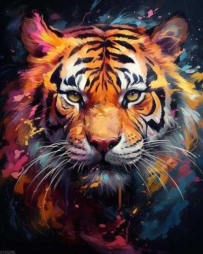 XTXGERL Paint by Numbers Tiger for Adults, Acrylic Oil Painting by Numbers Kits for Beginner with Paintbrushes Brushes Paintwork Art Canvas for Home Decor 16x20 inch / 40x50 cm