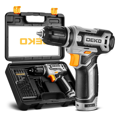 Cordless Drill: DEKO PRO 12V Power Battery Drill Set with Small Electric Drills and 3/8-inch Keyless Chuck with Portable Tool Set Gift Box DEKOPRO