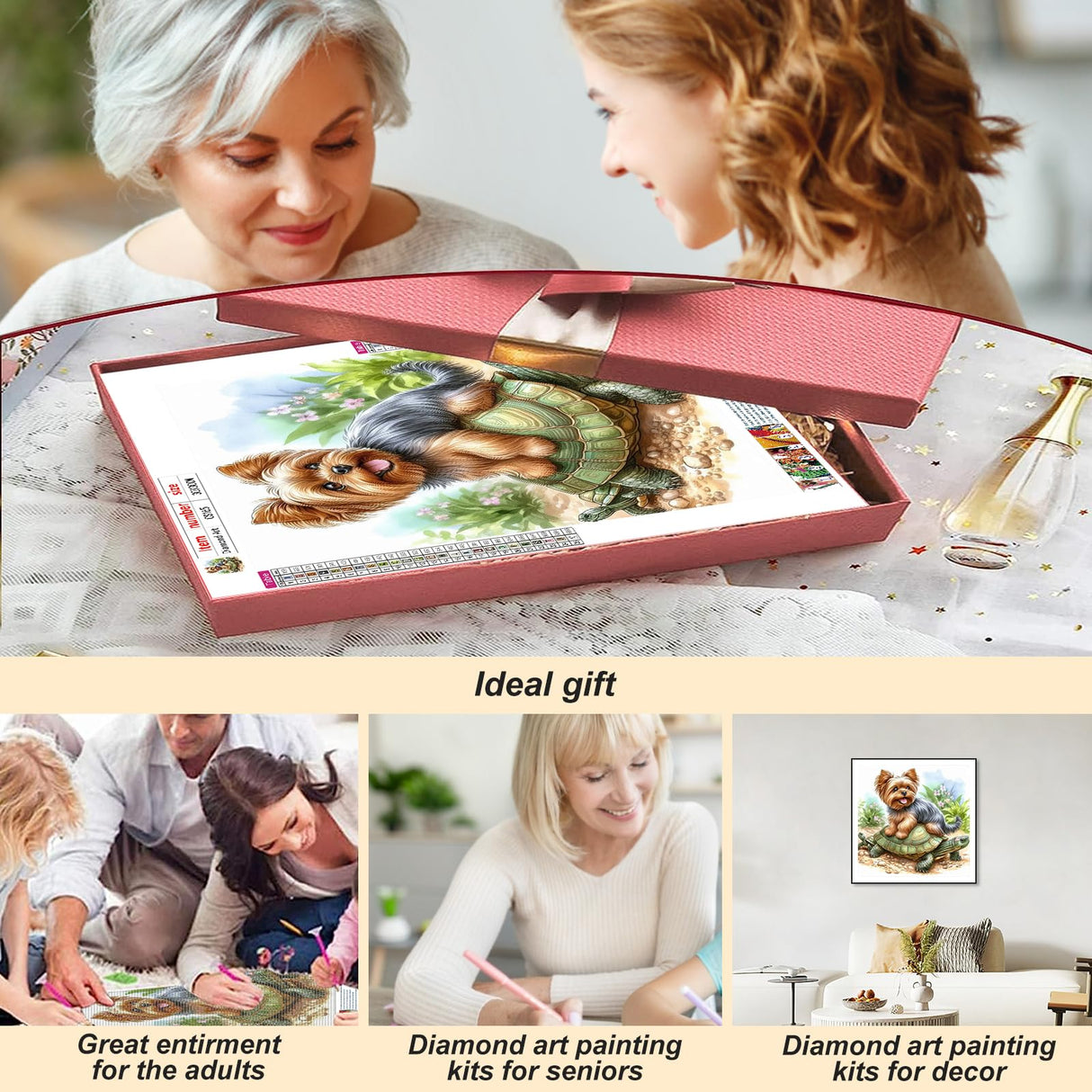 Acudotr Diamond Painting Kits for Adults, 5D DIY Diamond Art Kits for Beginners, Full Drill Diamond Painting Kits for Home Wall Decor, Dog, 12x12 Inch Acudotr