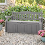 Homall 75 Gallon Outdoor Storage Benches Lockable Deck Box with Waterproof and UV Resistant, Waterproof Storage Box for Patio Furniture, Tools, Cushions (Grey) Homall