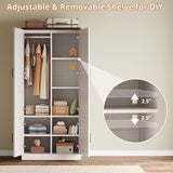 ModernMate Armoire Wardrobe Closet, 72" Tall Wood Cabinets with 4 Doors, Clothing Storage Closet Wardrobe with Adjustable Shelves, Hanging Rod, White Cabinet for Dressing Bedroom Living-Room ModernMate