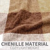 RECYCO Buffalo Paid Chenille Throw Blanket for Couch, Soft Cozy Decorative Buffalo Check Blanket Throw with Tassels for Bed Sofa, Lightweight Chenille Knitted Throw, Plaid Brown Off White, 50'' x 60'' RECYCO