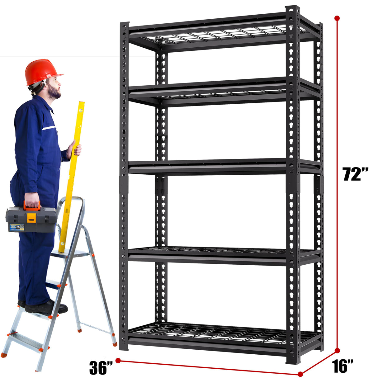 LI JIU HOME 5 Tire Storage Shelving Heavy Duty Garage Shelves 2000LBS Load Bearing, Full Metal Shelving Units, Durable Construction, Adjustable Shelves, Easy Assembly, 36''W x 16''D x 72''H LI JIU HOME