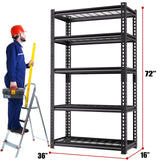LI JIU HOME 5 Tire Storage Shelving Heavy Duty Garage Shelves 2000LBS Load Bearing, Full Metal Shelving Units, Durable Construction, Adjustable Shelves, Easy Assembly, 36''W x 16''D x 72''H LI JIU HOME