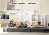 MAXYOYO Convertible Sofa Bed, Fold Out Loveseat Sleeper Sofa with Pillow, 4 in 1 Tufted Folding Couch Bed Foam Floor Couch, Lazy Chair for Living Room Bedroom Guest Room, Dark Grey MAXYOYO