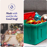 HOMZ 2-Pack Durabilt, Heavy Duty Plastic Storage Bins with Lids, 27 Gallon, Green/Red - Stackable Container Boxes for Holiday, Attic, and Garage Organization HOMZ