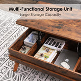 Bidiso Lift Top Coffee Table, Easy-to-Assembly Center Table with Hidden Storage Compartment, Industrial Lift Tabletop Dining Table for Living Room Reception/Home Office, Rustic Brown Bidiso