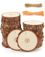 Unfinished Wood Slices with Holes for Crafts 3.5-4 inches Round Wood Circles with Bark Natural Wooden Slices Craft Wood Slices for Ornaments Bulk Blank Wood Circles Wooden Chips Round Wood Chips 26PCS dukclyn