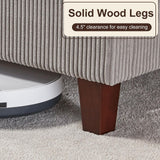 HOWE King Size Upholstered Platform Bed Frame, Wingback Bed with 50.8" Headboard, Corduroy/Solid Wood Leg/No Box Spring Needed/Noise Free/Taupe HOWE