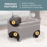 Convenience Concepts Designs4Comfort 5th Avenue Storage Ottoman 24" Contemporary Foot Stool and Seat with Hinged Lid for Living, Dining Room, Office, Den, Dark Espresso Convenience Concepts