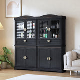 Janmer Home 67" Tall Kitchen Storage Cabinet, Farmhouse Pantry Cabinet with Doors, Drawer and Adjustable Shelves, Freestanding Cupboard Wood Pantry for Kitchen, Dining Room Bathroom (Retro, Black) Janmer Home