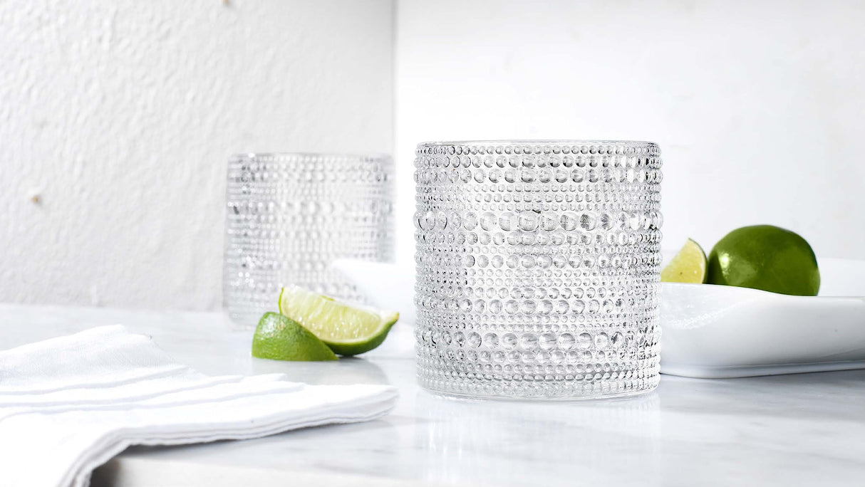 Whiskey Decanter Set for Men, 4 Rocks Drinking Glasses for Spirits, Whiskey, Bourbon, Liquor. Clear Embossed Hobnail Style Decanter Sets Gifts for Men Dad Him -Glavers Glaver's