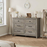 GarveeHome 6 Dresser for Bedroom, 47 in Wide Drawer Dresser with Storage Freestanding, Wooden Closet Storage Chest for Living Room, Bedroom, Entryway, Grey GarveeHome