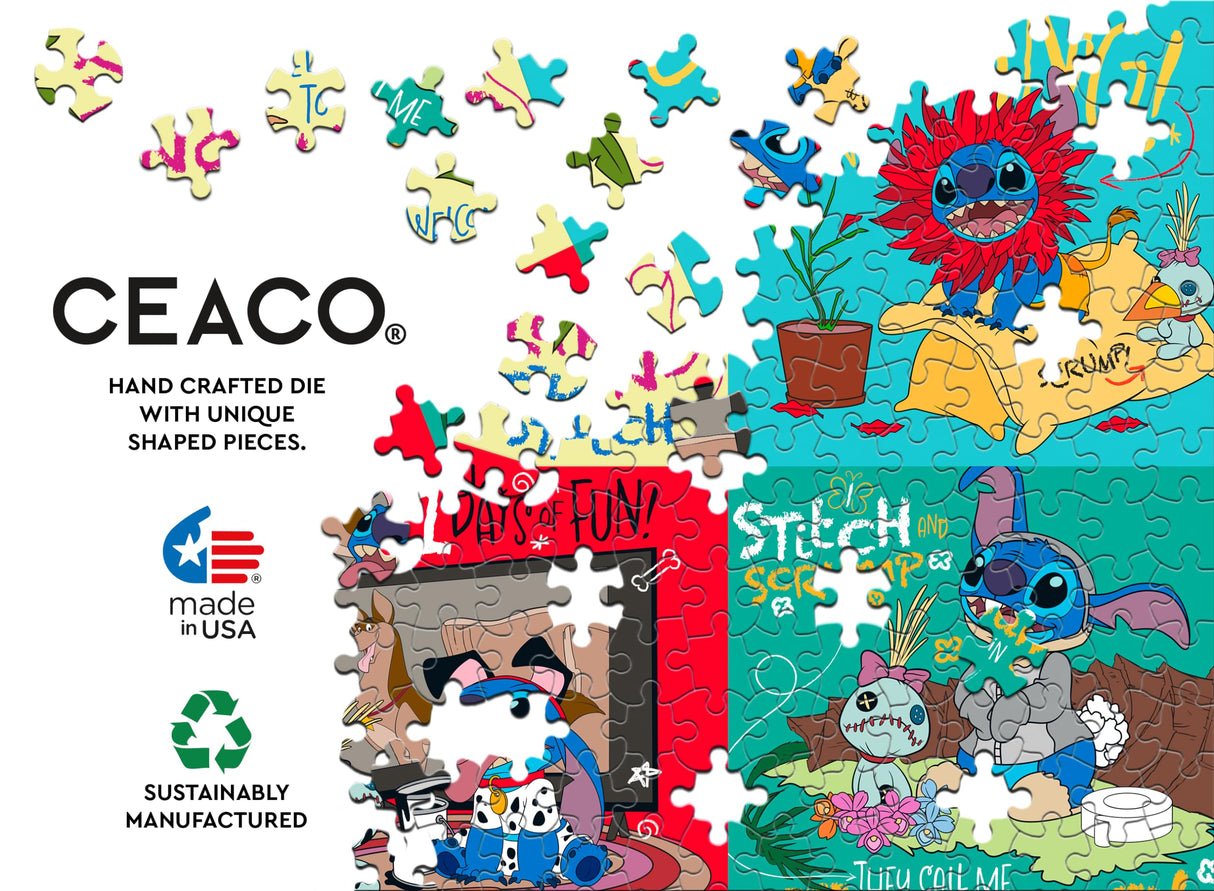 Ceaco - Disney's 100th Anniversary - Stitch Collage - 300 Oversized Piece Jigsaw Puzzle Ceaco