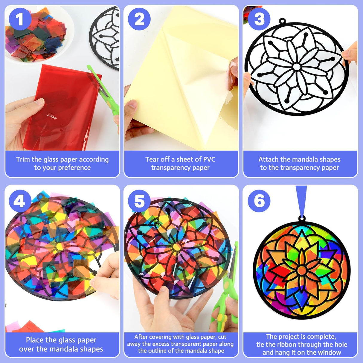 Lonfliness 32 Sets Suncatchers Craft Kit DIY Flower Window Stained Glass Effect Paper Spring Home School Classroom Decoration Art Craft Creative Activity Project Kid Gift Favor Lonfliness