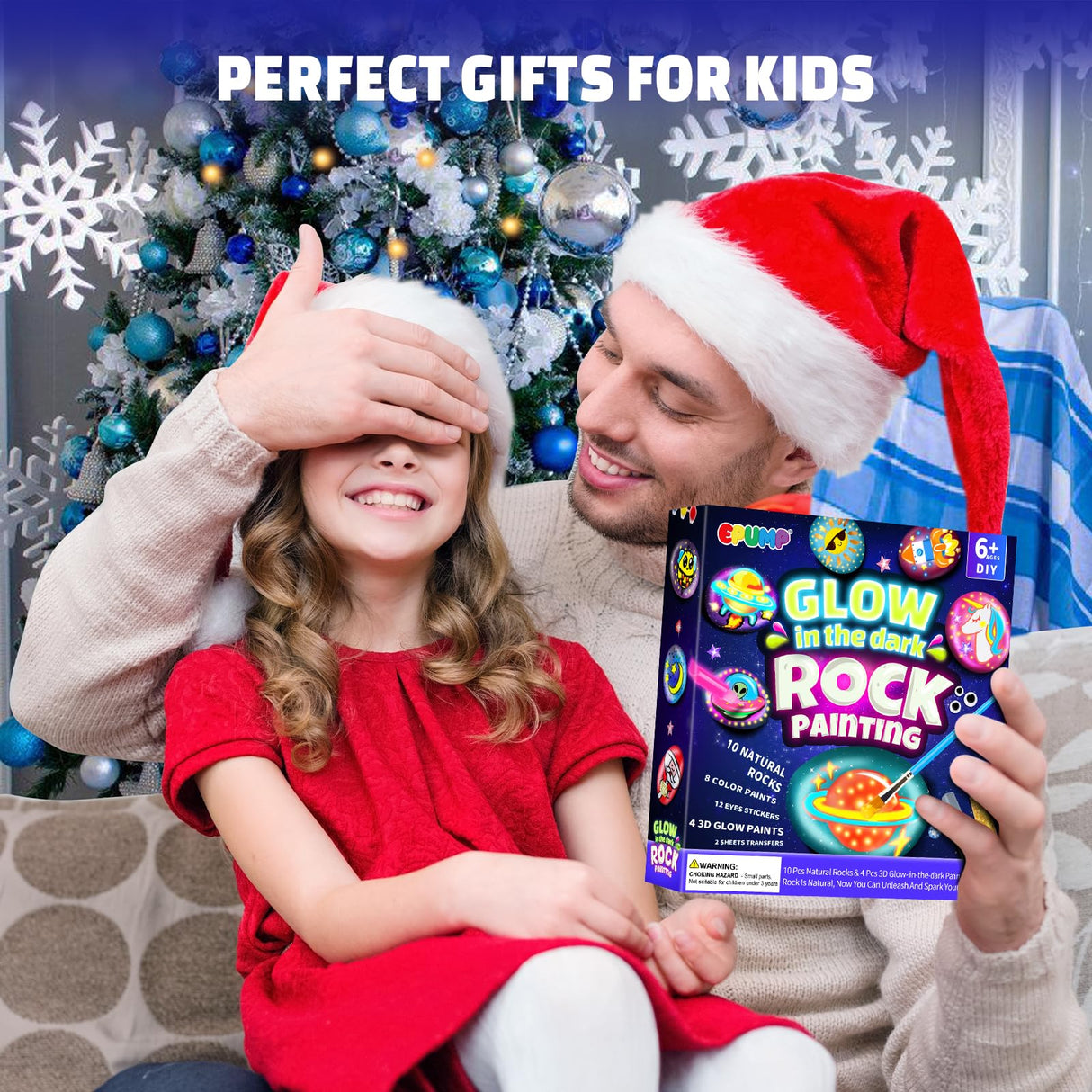 EPUMP Rock Painting Kit for Kids – Glow-in-The-Dark Arts & Crafts Set for Boys & Girls Ages 6-12, DIY Crafts Creative Painting Toys, Fun Art Supplies for Kids Activities & Birthday Gifts EPUMP